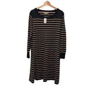 NWT Loft Striped Long Sleeve Cozy Sweater Dress Women's Plus Size 16/18 Stretcy